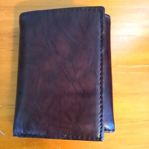 Brown Leather Wallet RFID Protection Trifold Made In India